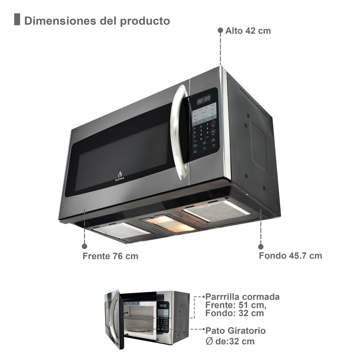 Horno De Microondas Con Campana Extractora Supra De 76 Cm