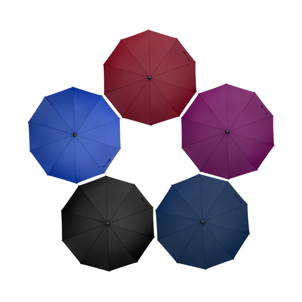 Paraguas Sombrilla De Bastón Semiautomático Liso Mango Curvo Resistente