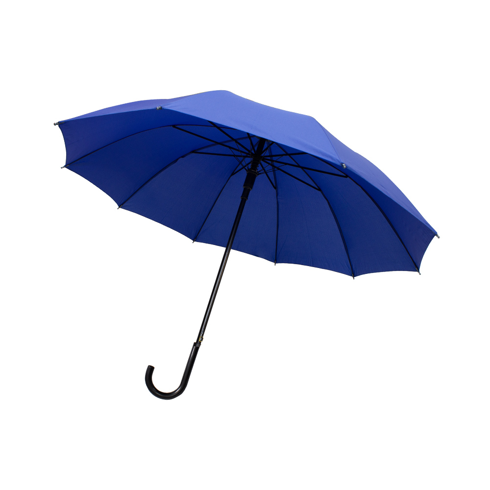 Paraguas Sombrilla De Bastón Semiautomático Liso Mango Curvo Resistente