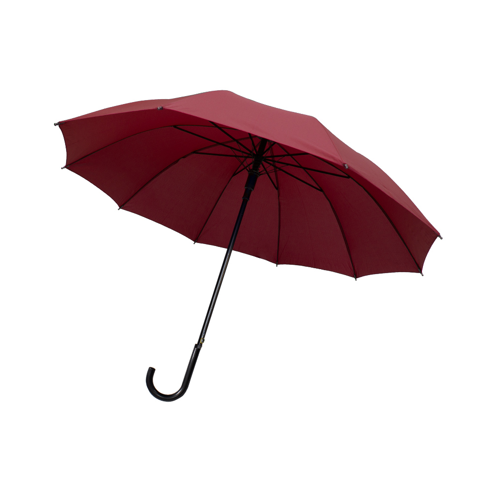 Paraguas Sombrilla De Bastón Semiautomático Liso Mango Curvo Resistente