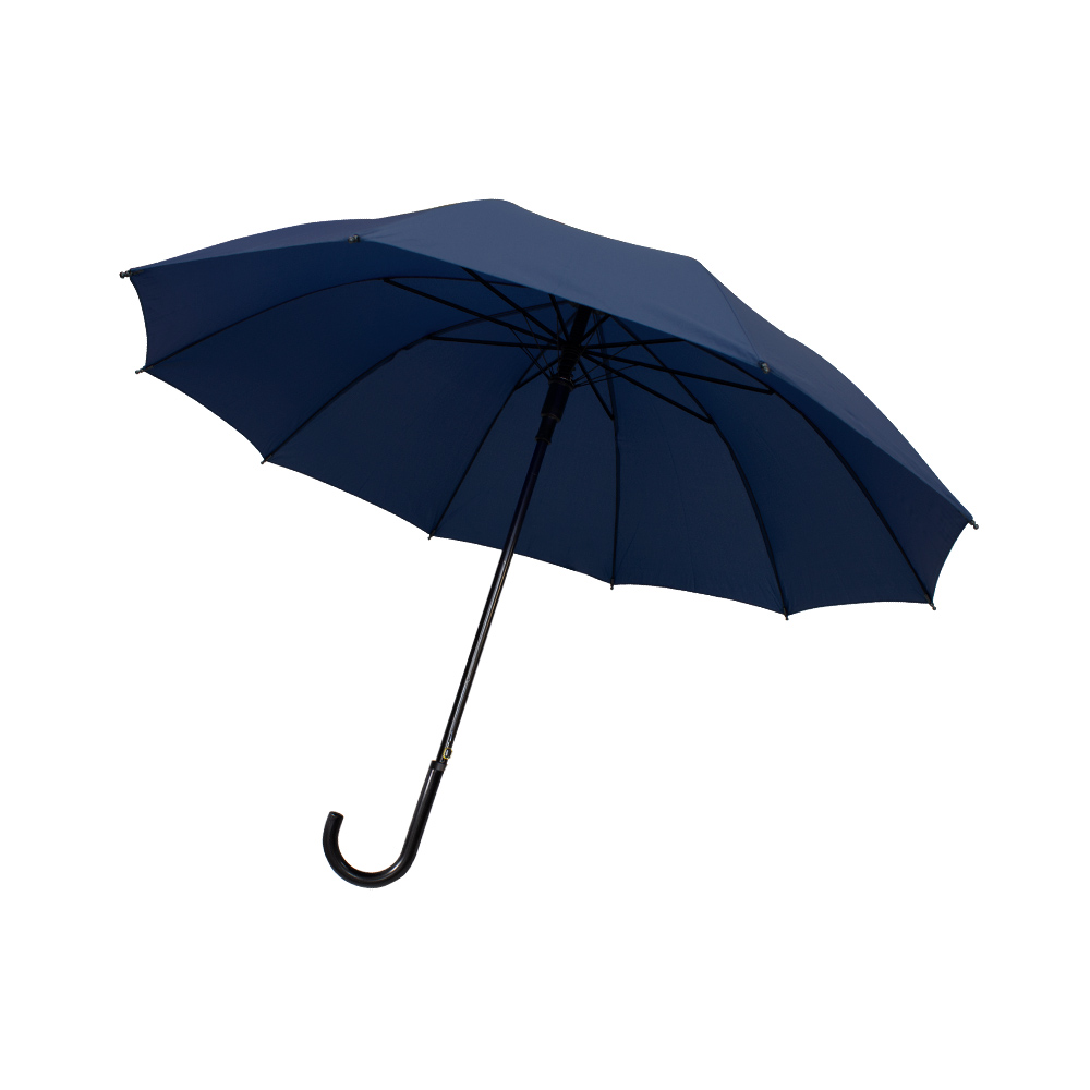 Paraguas Sombrilla De Bastón Semiautomático Liso Mango Curvo Resistente
