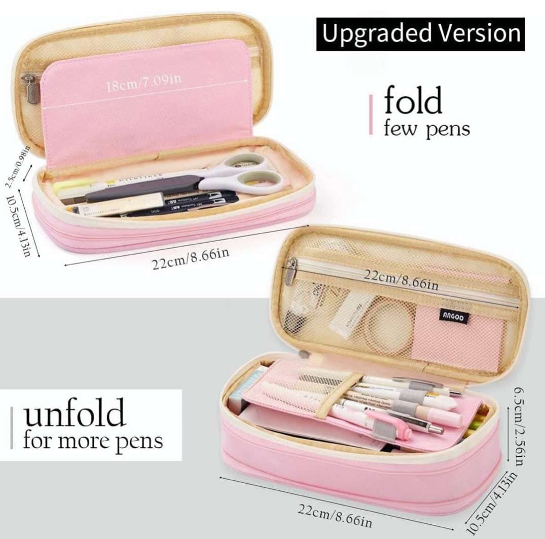 Estuchera Escolar Lapicera Doble Capa De Gran Capacidad Rosa