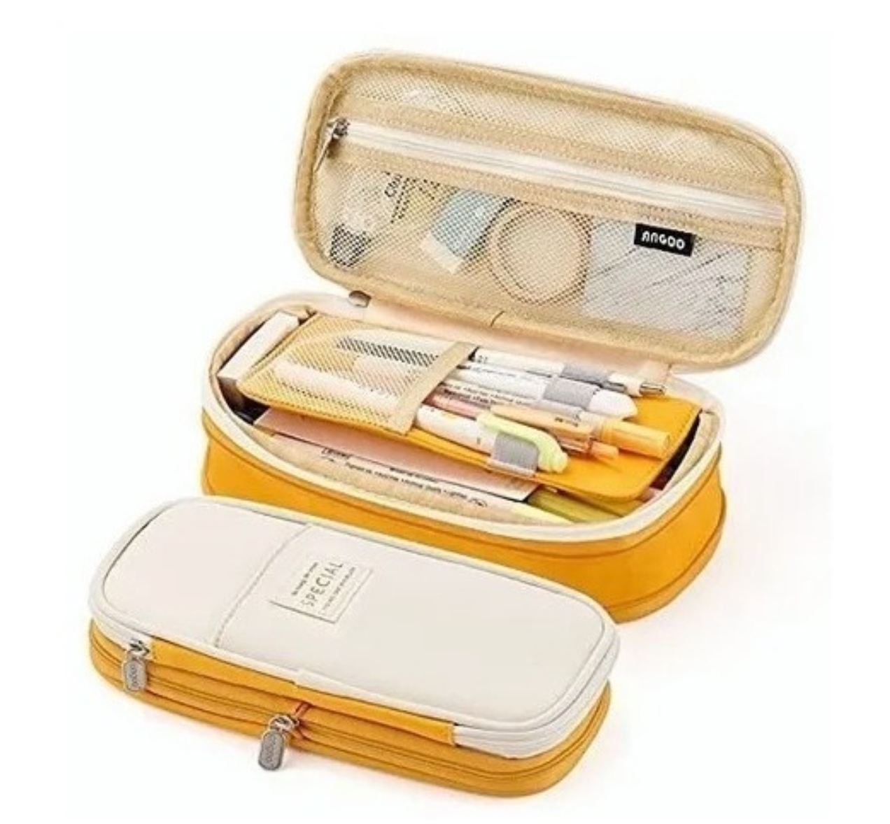 Estuchera Escolar Lapicera Doble Capa De Gran Capacidad Amarillo