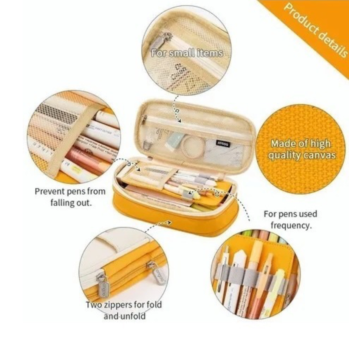 Estuchera Escolar Lapicera Doble Capa De Gran Capacidad Amarillo