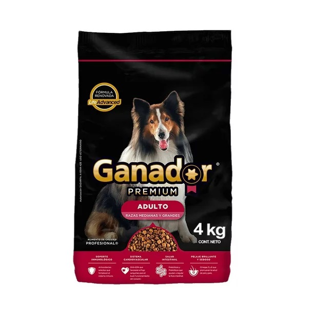 Alimento Ganador Premium para perro adulto de raza mediana y grande en bolsa de 4kg