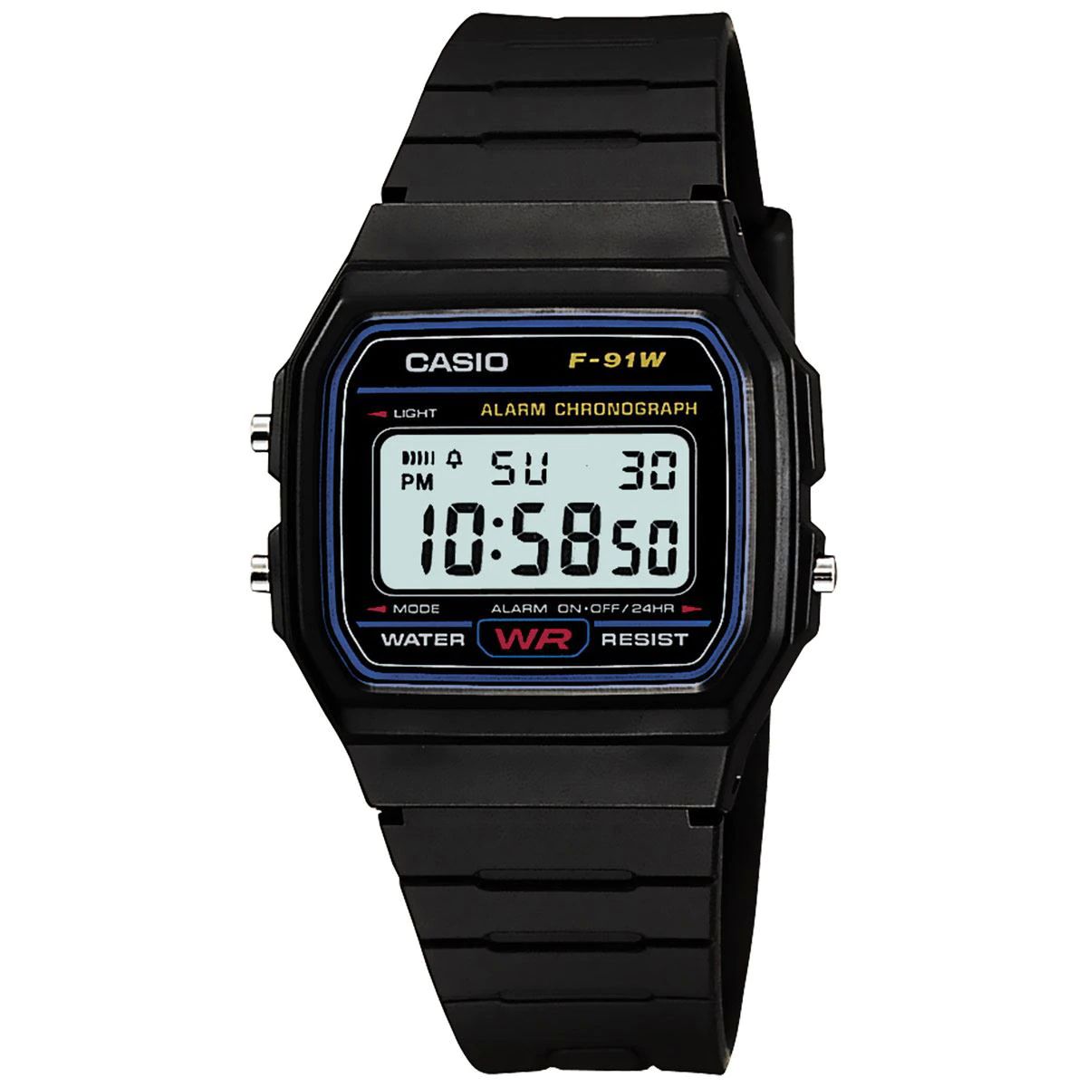 RELOJ PARA HOMBRE CASIO F-91W-1 DIGITAL MECANISMO DE CUARZO CORREA DE RESINA