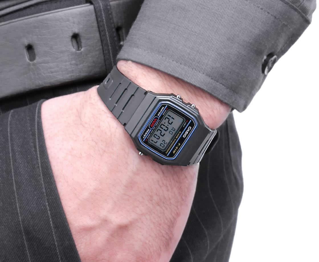 RELOJ PARA HOMBRE CASIO F-91W-1 DIGITAL MECANISMO DE CUARZO CORREA DE RESINA