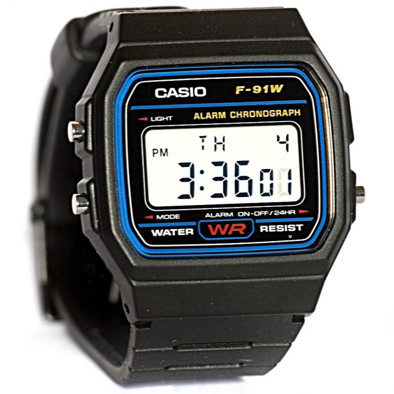 RELOJ PARA HOMBRE CASIO F-91W-1 DIGITAL MECANISMO DE CUARZO CORREA DE RESINA