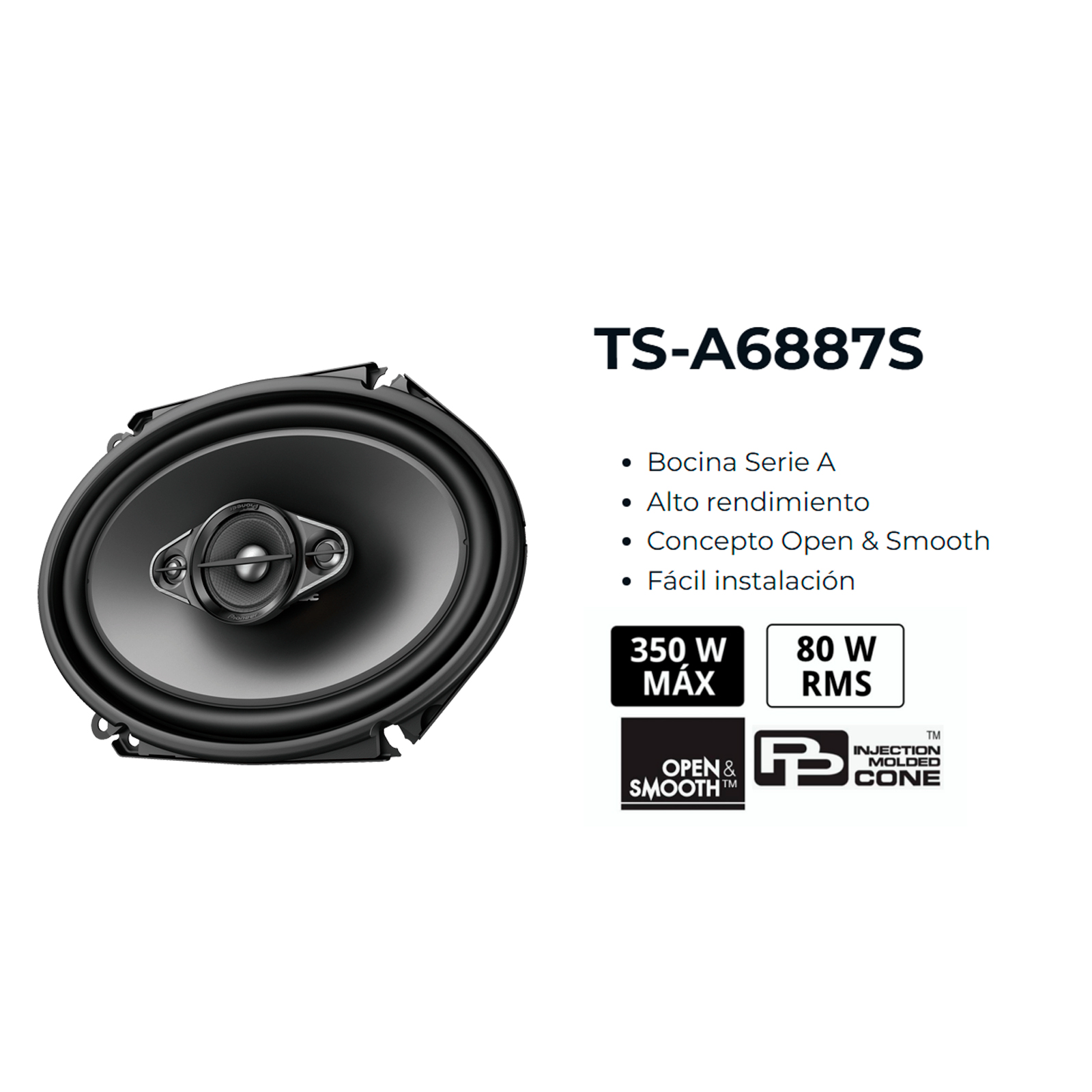 Bocina Auto Serie A 350W 6x9pulg Negro TS A6887S Pioneer