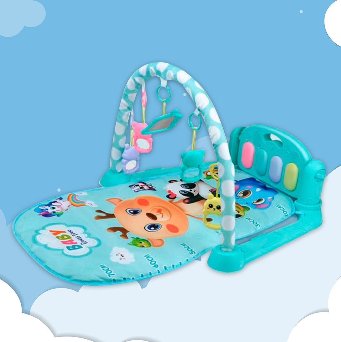 Gimnasio Piano Musical Tapete De Juegos Para Bebés Pataditas Azul Reno