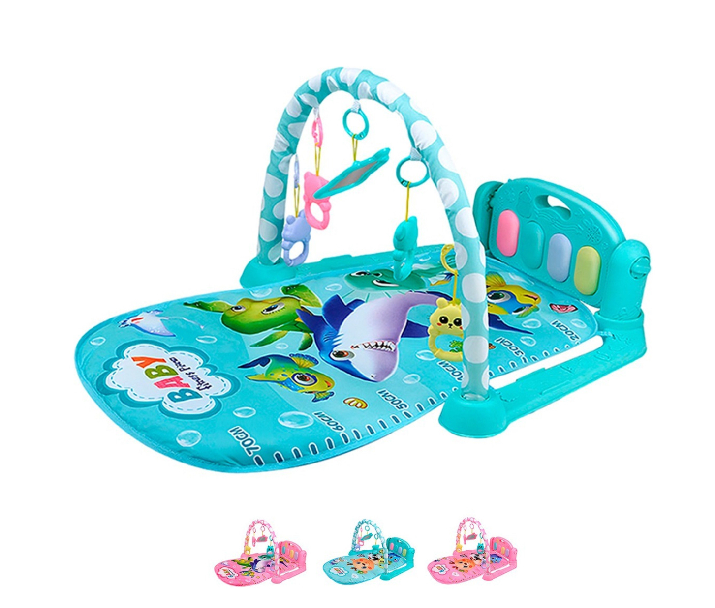 Gimnasio Piano Musical Tapete De Juegos Para Bebés Pataditas Azul Tiburón