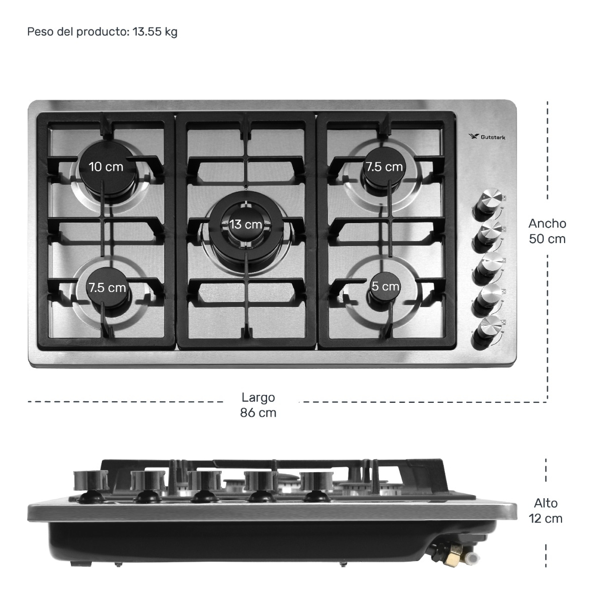 Parrilla 5 Quemadores Acero Inoxidable 