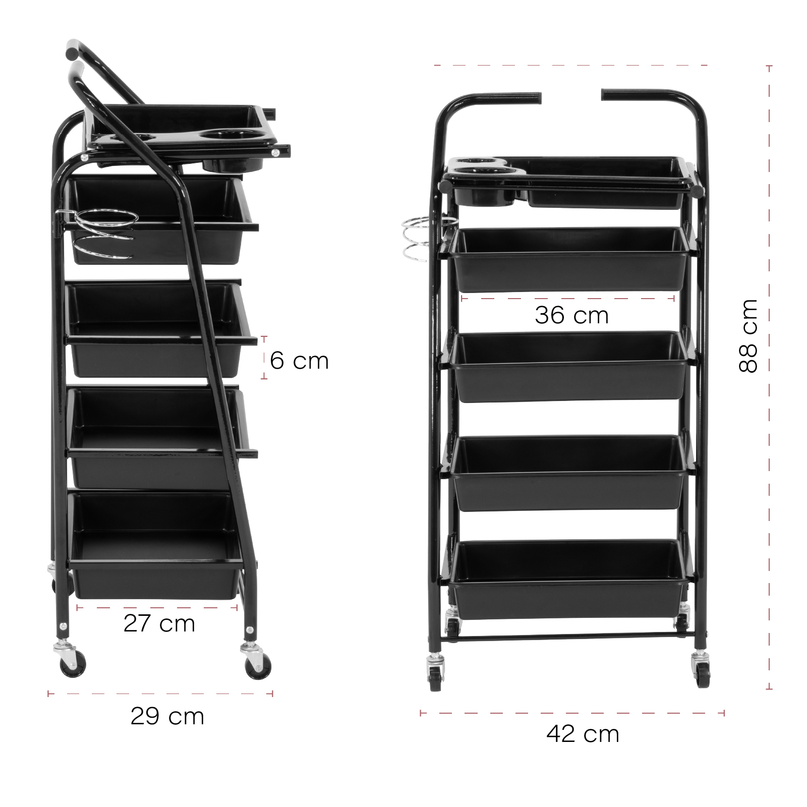 Carrito Auxiliar con Ruedas para Estética y Peluquería