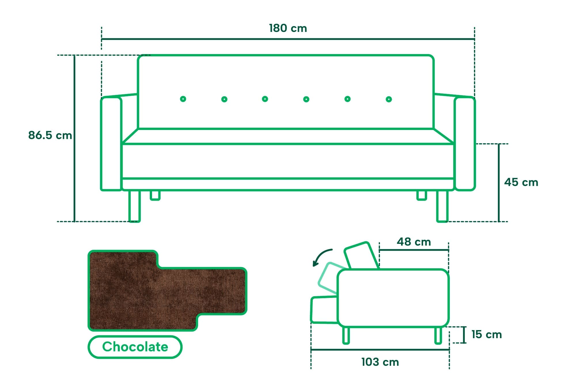 Sofá Cama Makora Bristol Chocolate con Tecnología Beehive AirFlex Foam