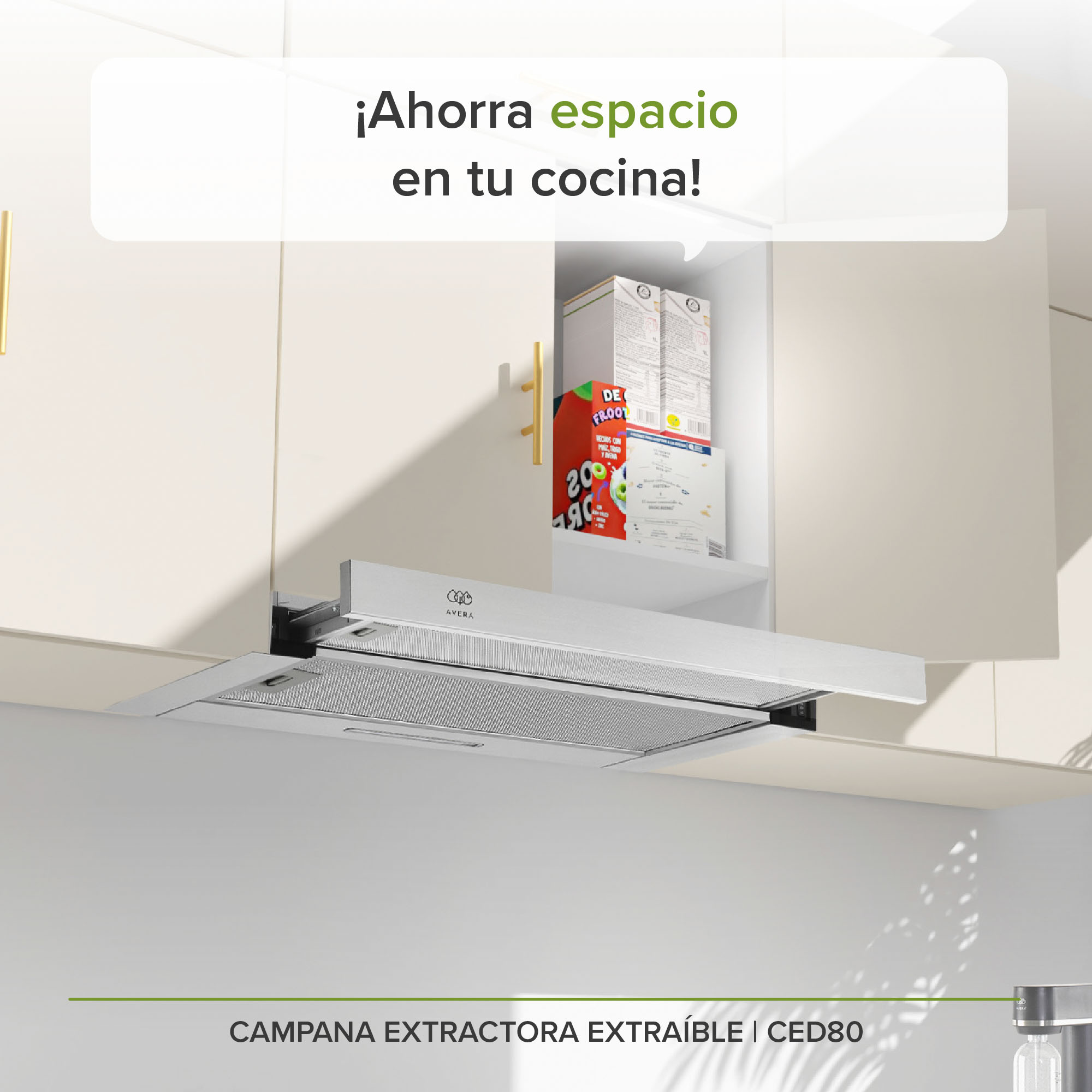 Campana Extractora Deslizable 80 CM Oculta  Avera CED80 