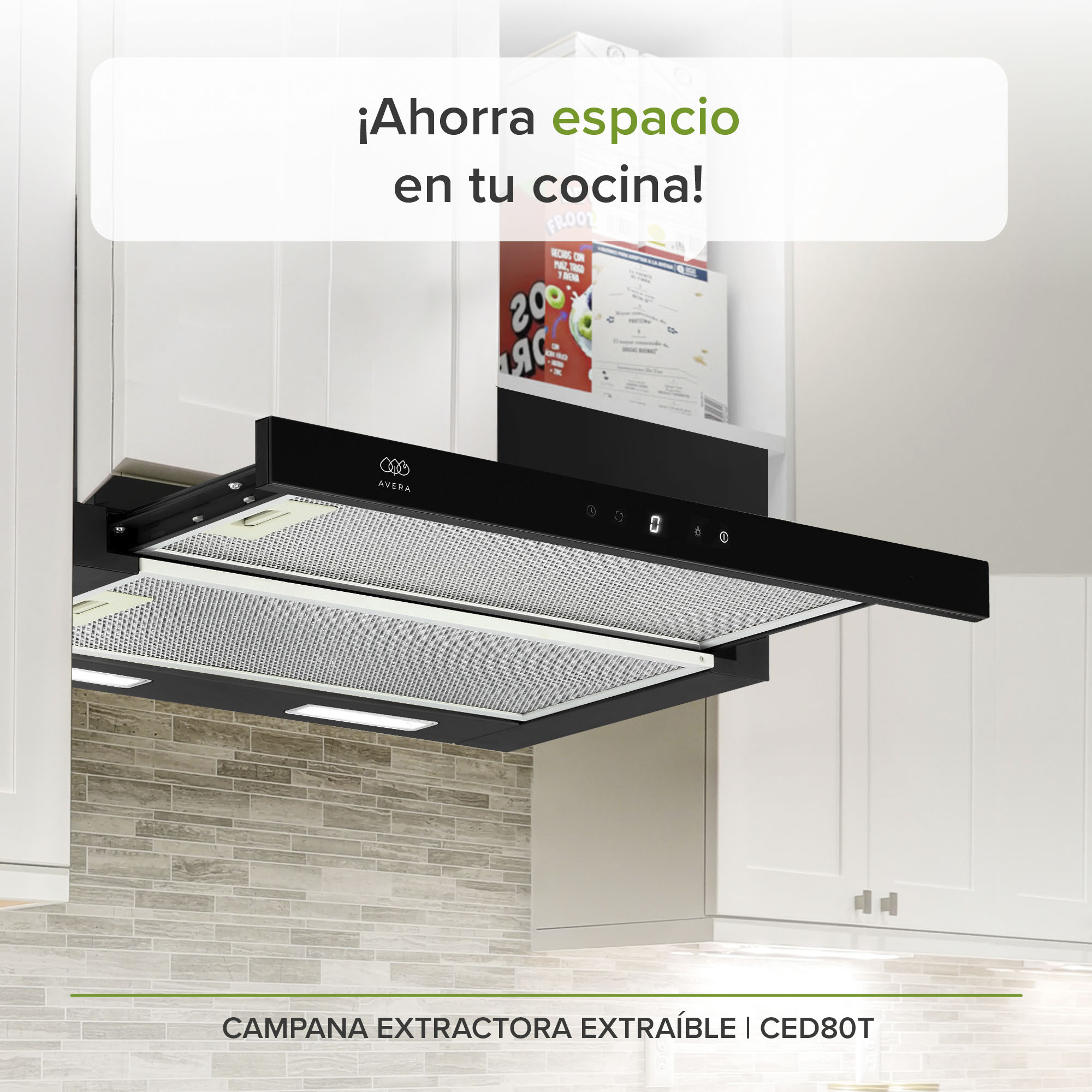 Campana Extractora Deslizable 80 CM Oculta  Avera CED80T 