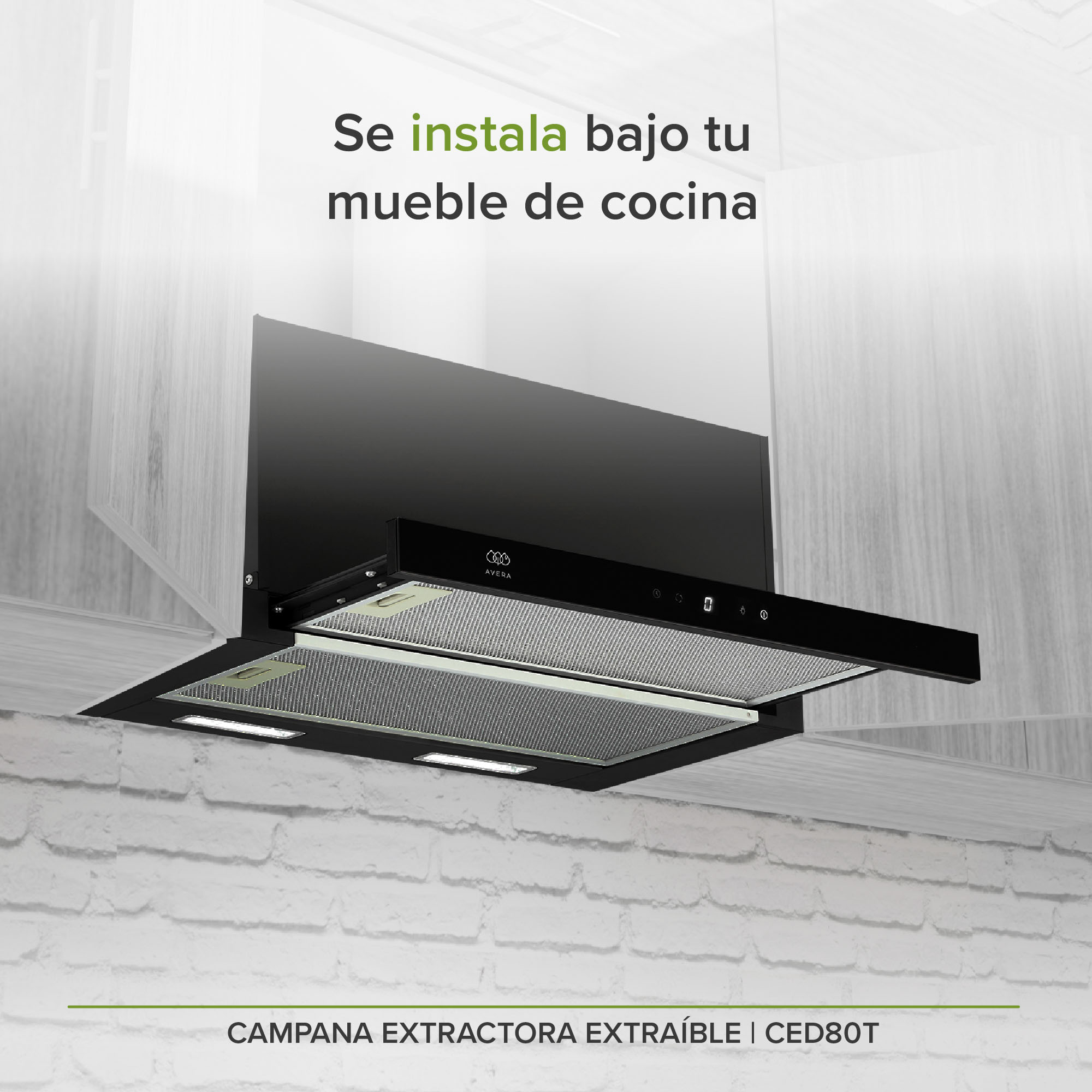 Campana Extractora Deslizable 80 CM Oculta  Avera CED80T 
