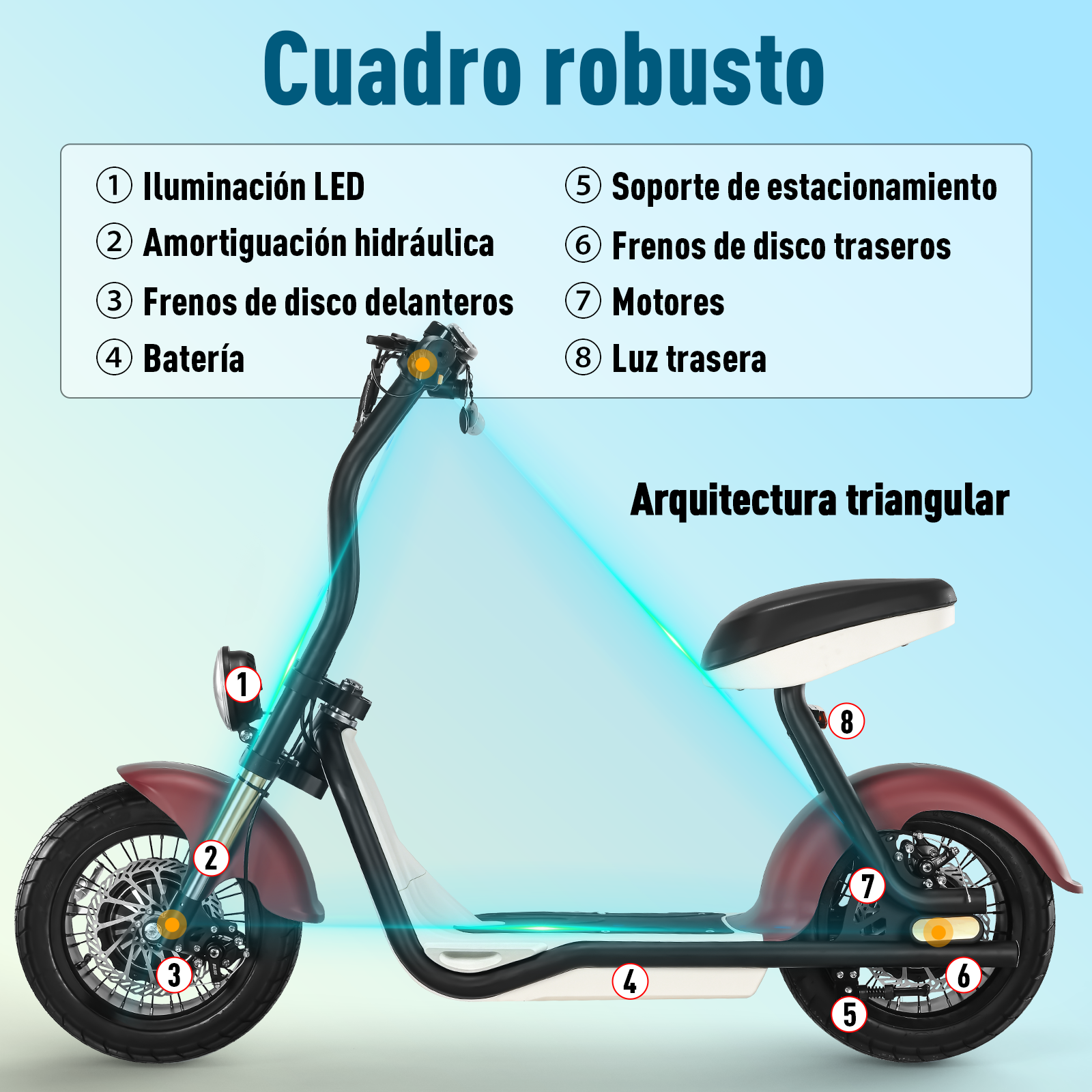 Scooter Eléctrico Honey Whale H10 Rojo