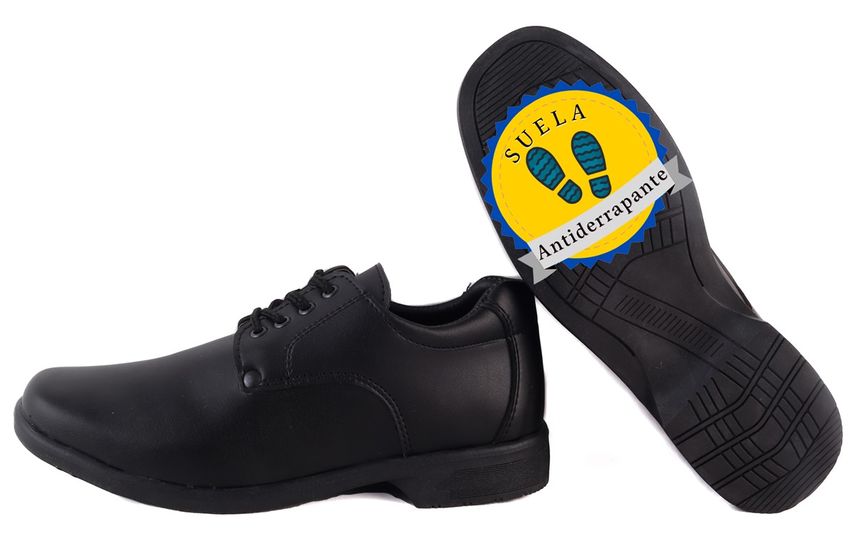 Zapato Escolar Niño casual moderno Negro agujetas 416-0-n