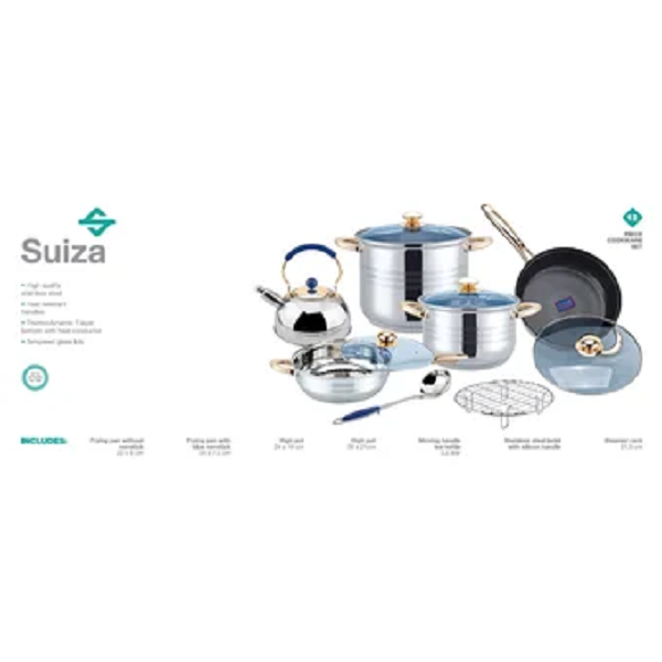 Bateria de Cocina Kuche Suiza 12 Piezas Acero Inoxidable
