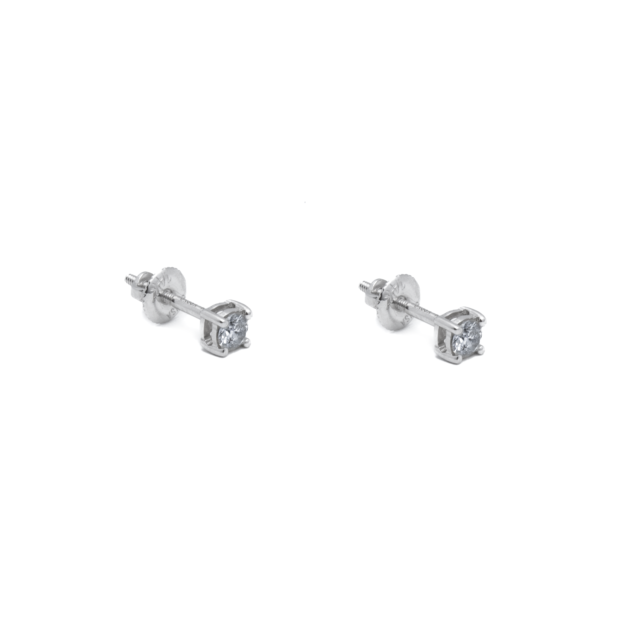 Aretes Diamantes 20 Puntos Oro Blanco 14 Kilates.