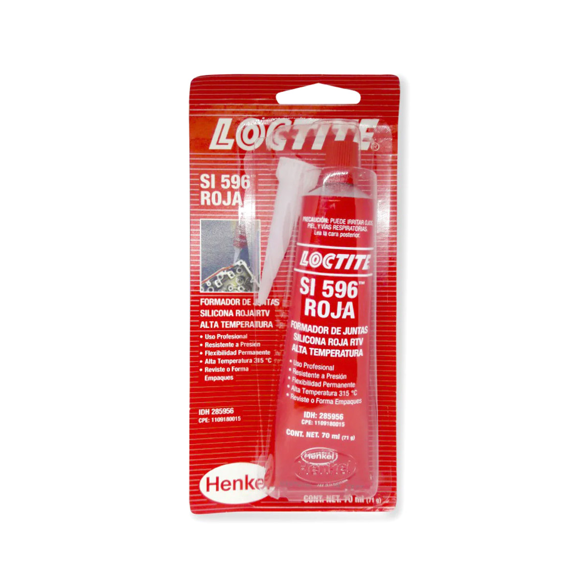 Silicona RTV Roja para Alta Temperatura SI 596 70ML, LOC-285956 LOCTITE