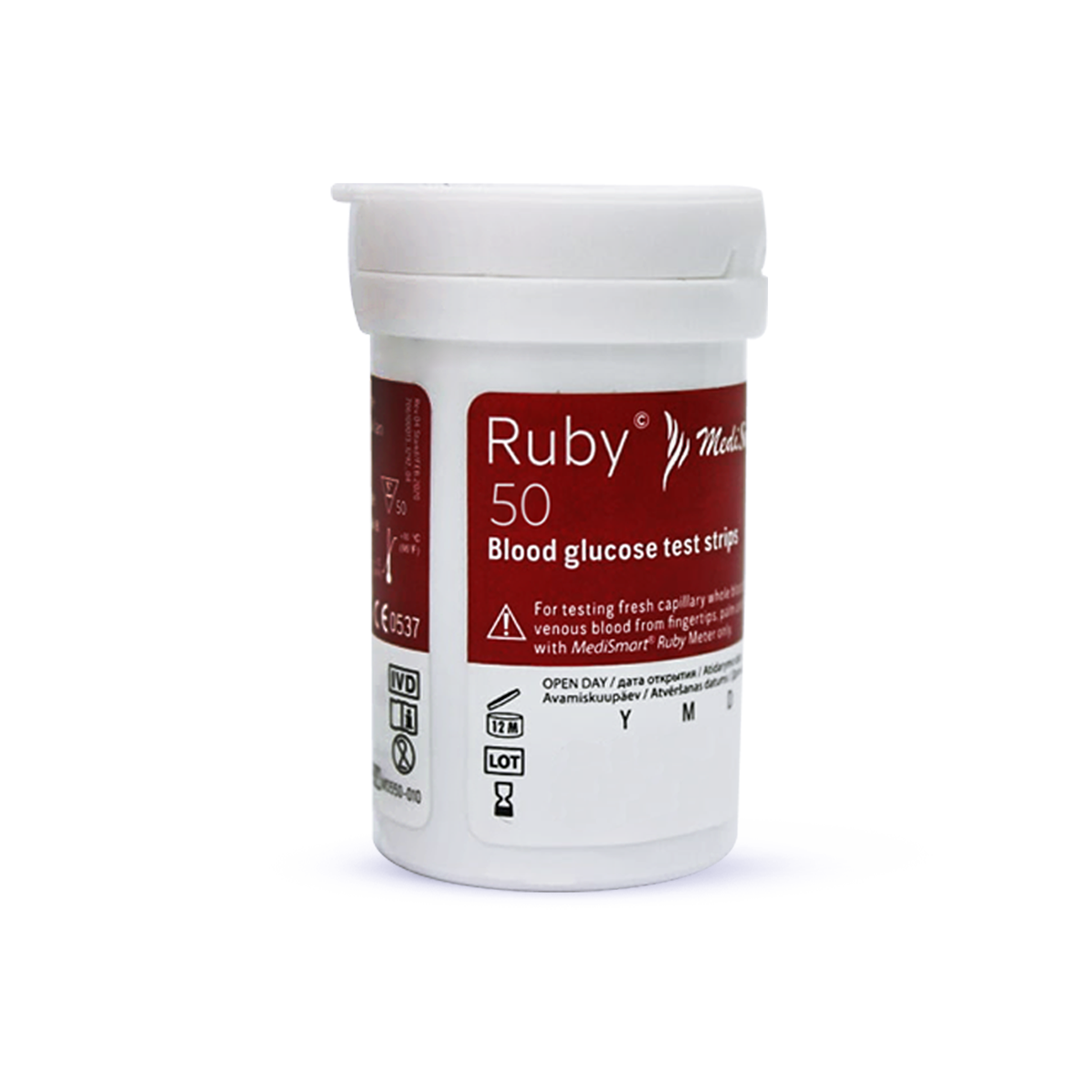 Tiras reactivas para glucómetro Ruby - caja con 100 pruebas - MediSmart