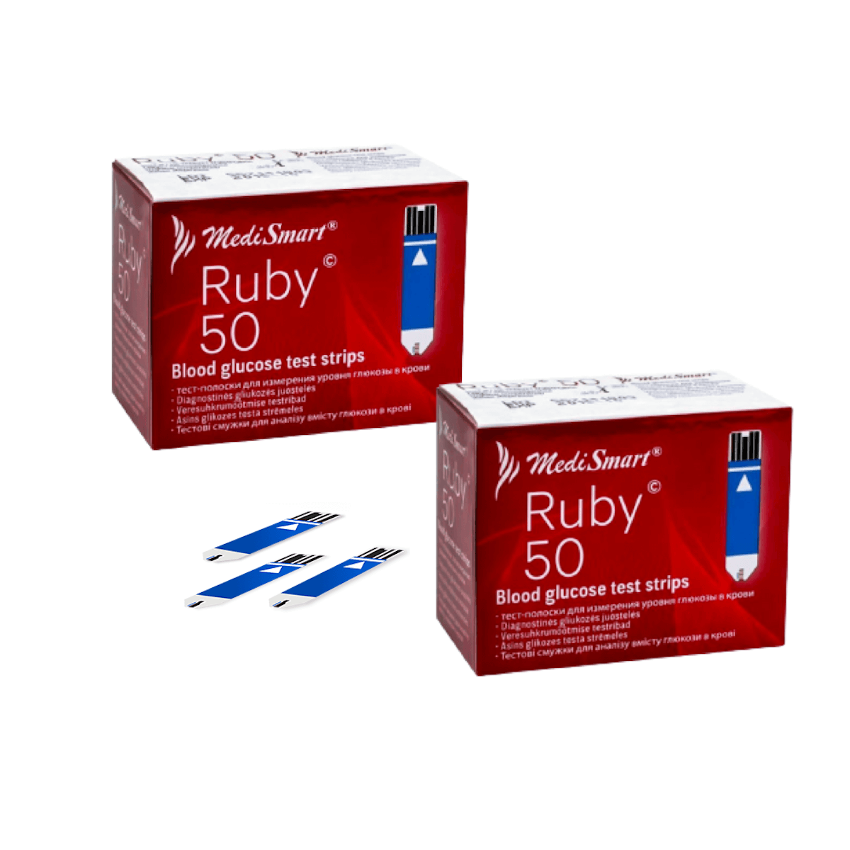 Tiras reactivas para glucómetro Ruby - caja con 100 pruebas - MediSmart