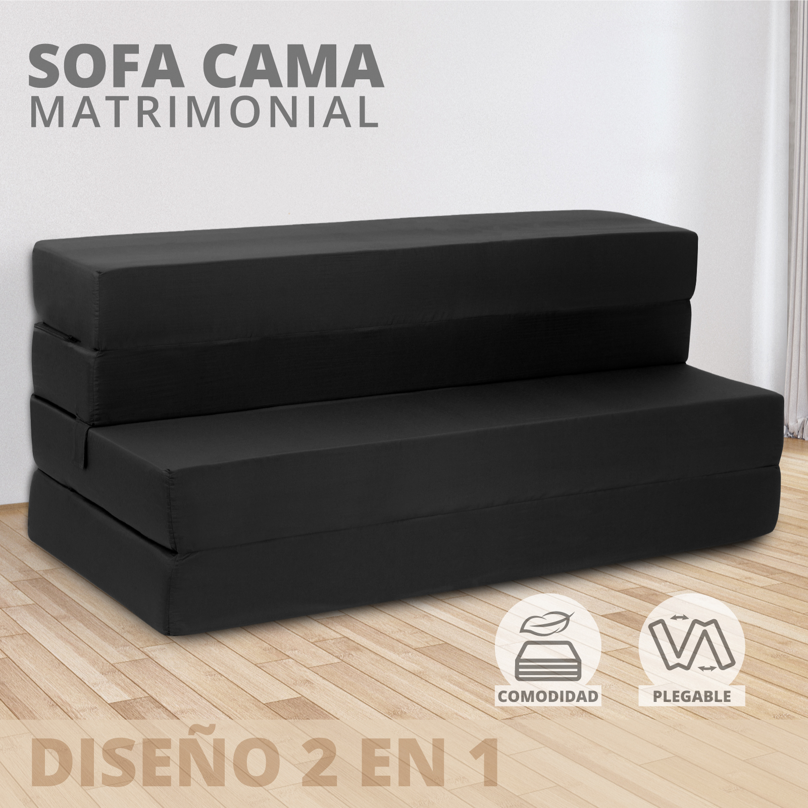 Sofá Cama Matrimonial 2 en 1 Onof Portátil