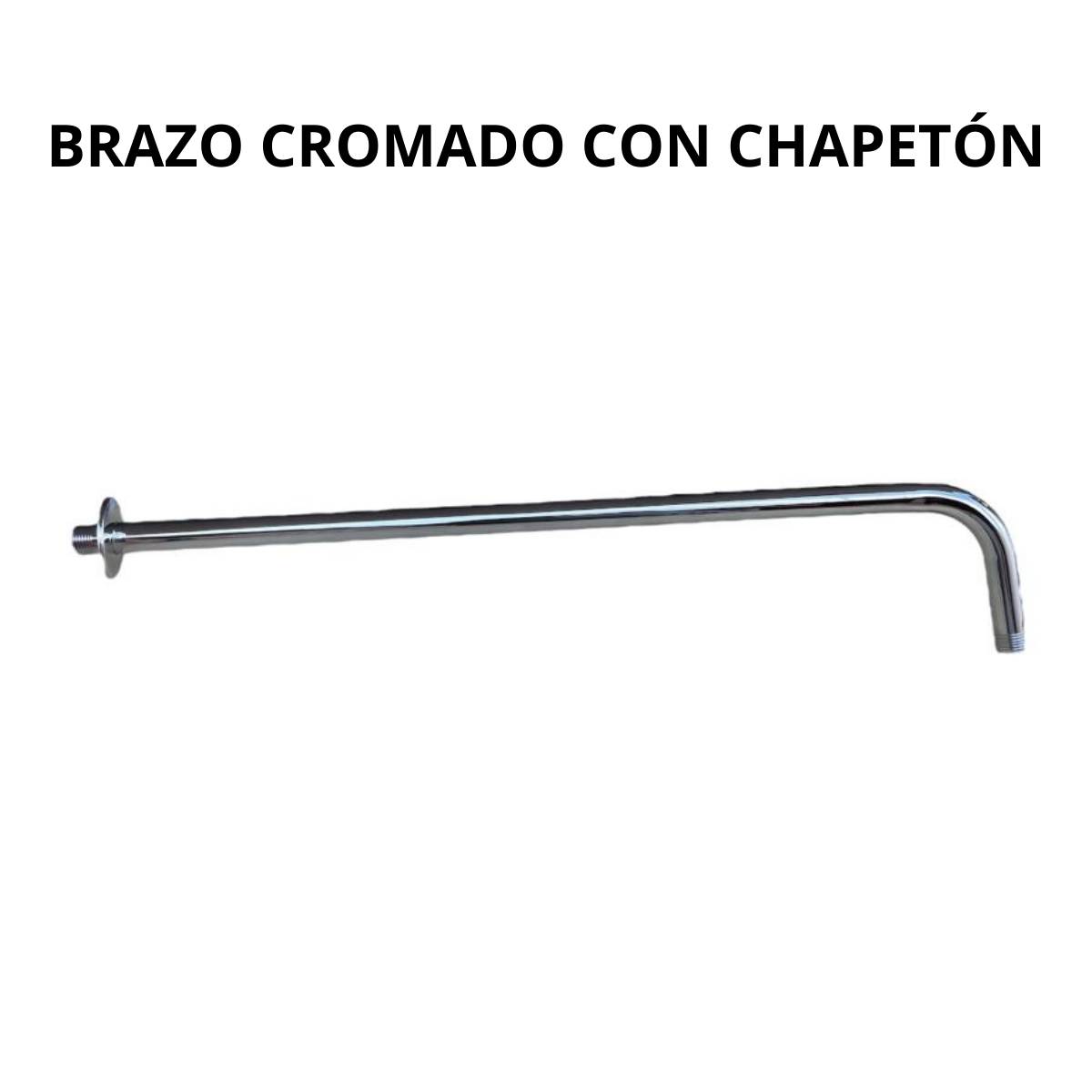 Brazo Para Regadera Cromado De 70 Cm Acero Inox Con Chapeton
