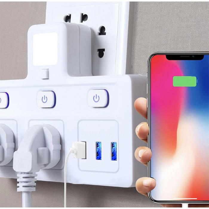 Multicontacto de Habitación Luz Nocturna Interruptor con puertos USB