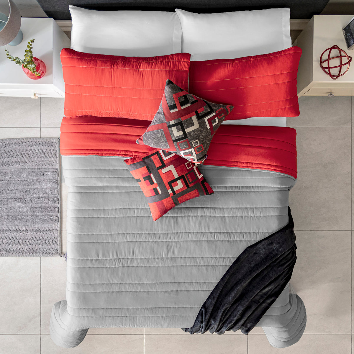Edredón Basic Rojo King size- Vianney 