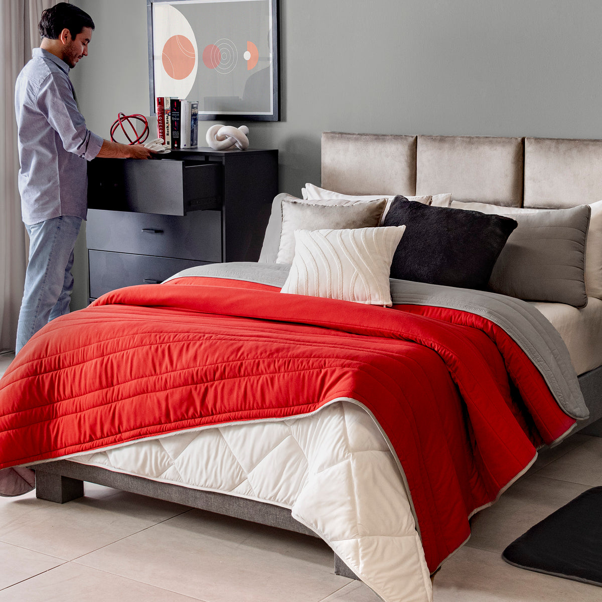 Edredón Basic Rojo King size- Vianney 