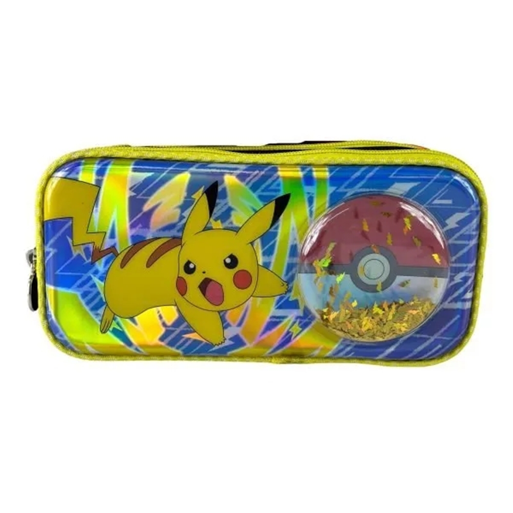Lapicera Escolar Doble Cierre Ruz Pokemon Pikachu 163472 Ball