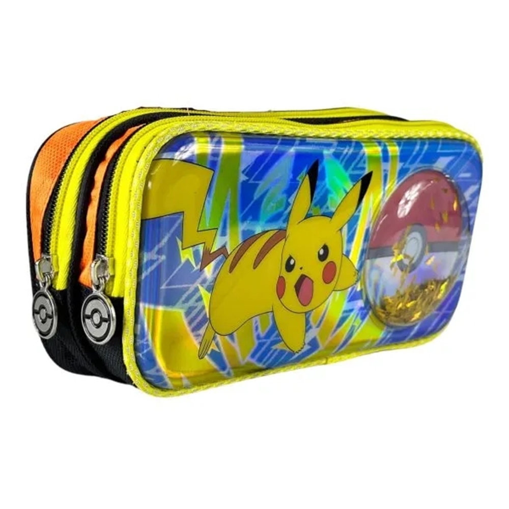 Lapicera Escolar Doble Cierre Ruz Pokemon Pikachu 163472 Ball