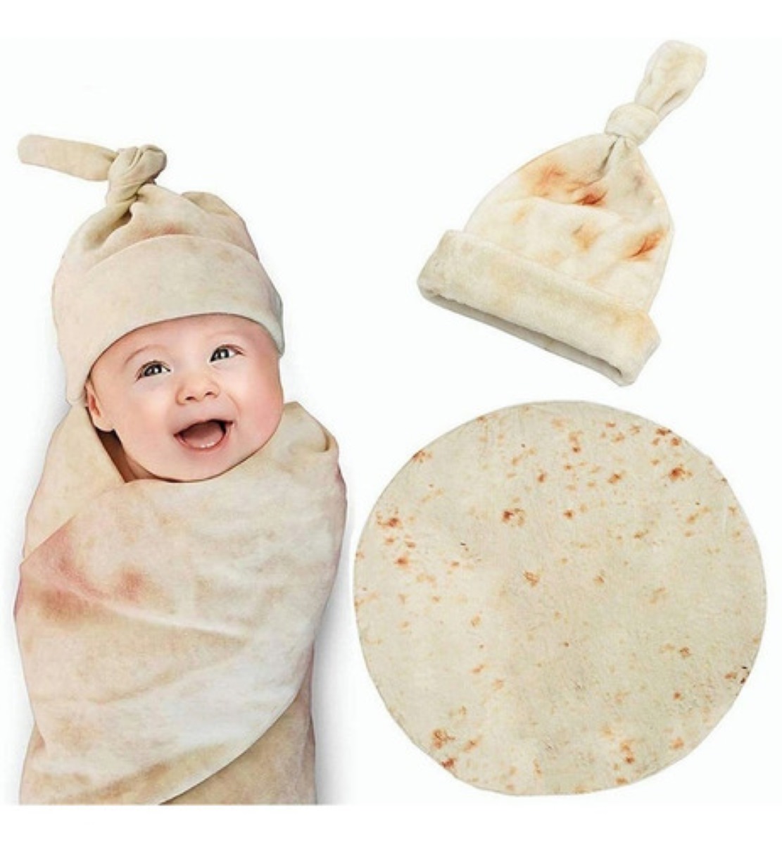 Manta De Tortilla Cobijas Burrito Cobertor Para Bebe Niños beige