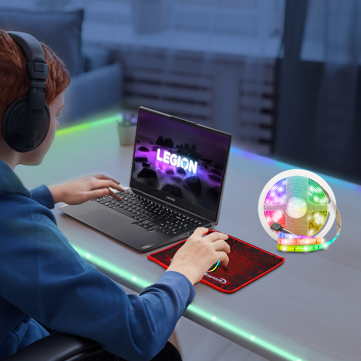 Laptop Lenovo Legion 5 15ach6 AMD Ryzen 5-5600H 6C 8GB Ram 512GB SSD Pcie 15.6Pulg FHD Geforce RTX 3050 TI 4GB W11H Phantom Blue / Shadow Black 82JW00Q7US