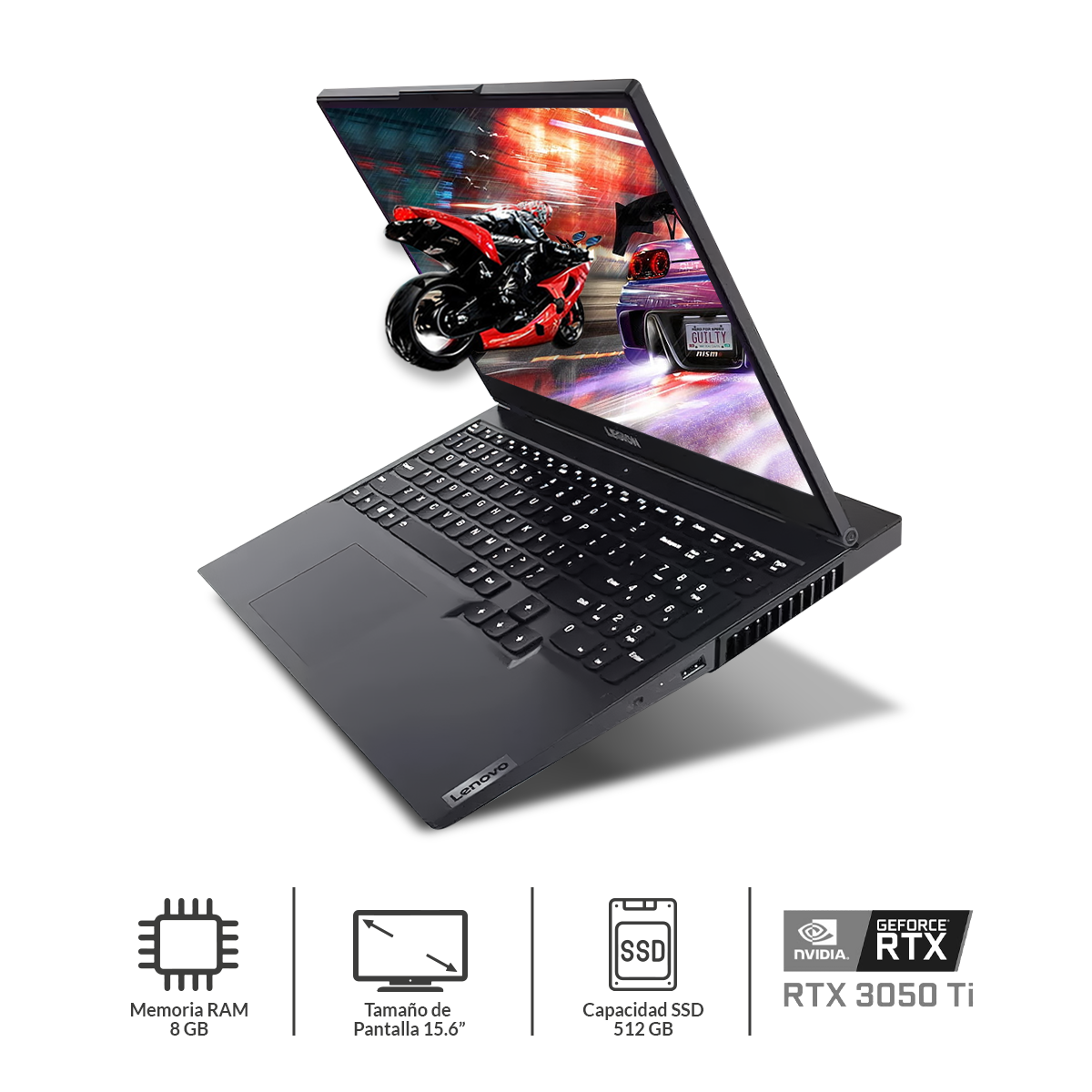 Laptop Lenovo Legion 5 15ach6 AMD Ryzen 5-5600H 6C 8GB Ram 512GB SSD Pcie 15.6Pulg FHD Geforce RTX 3050 TI 4GB W11H Phantom Blue / Shadow Black 82JW00Q7US