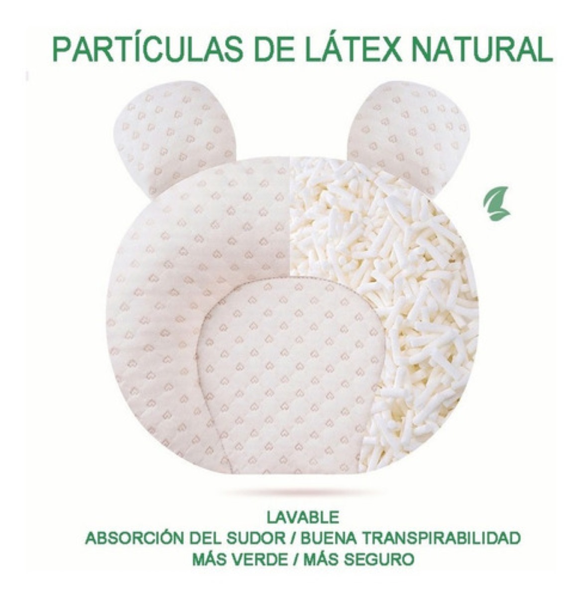 Almohadas Para Bebé Almohada De Peluche Cabeza Plana Latex Blanca