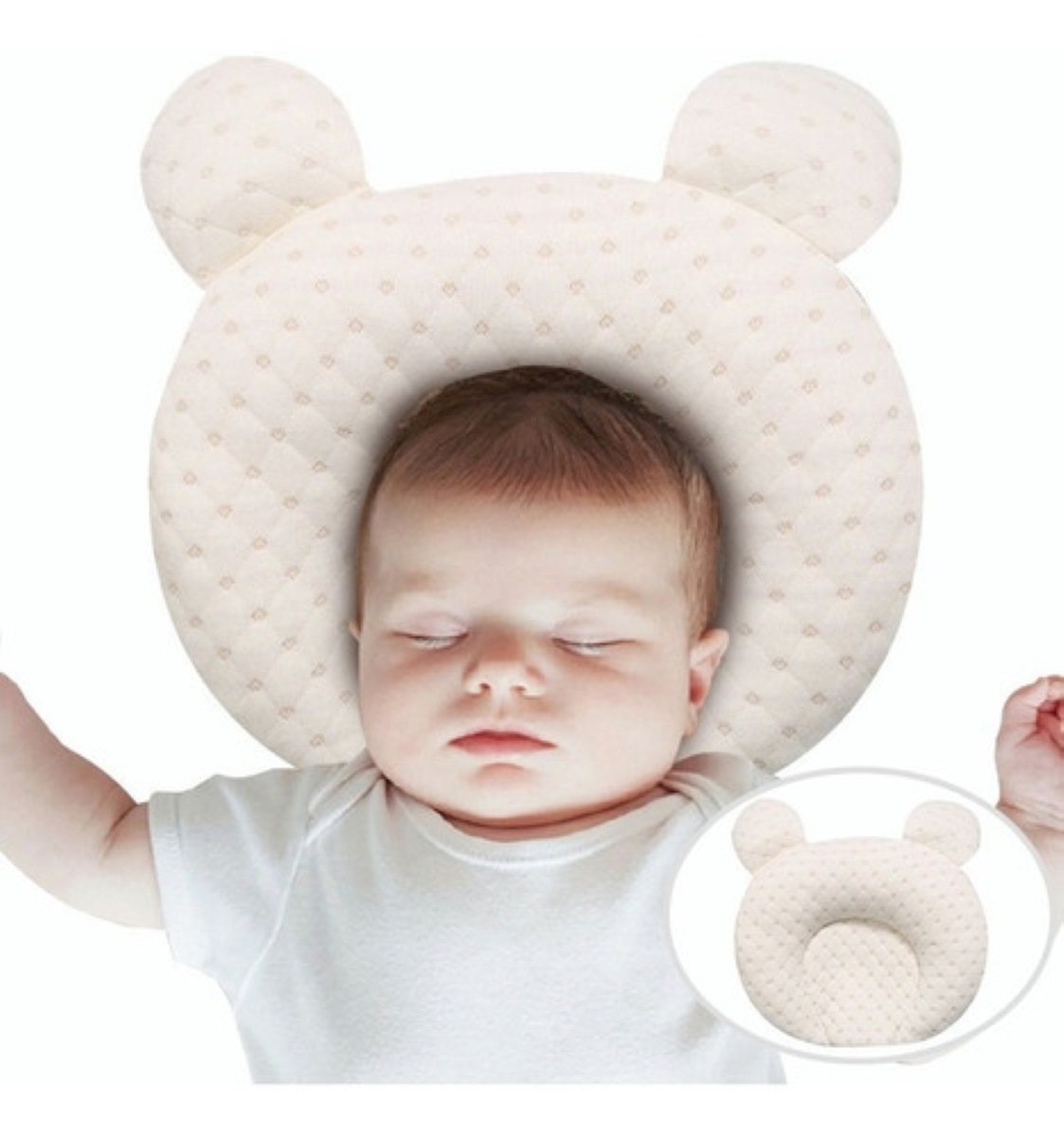 Almohadas Para Bebé Almohada De Peluche Cabeza Plana Latex Blanca