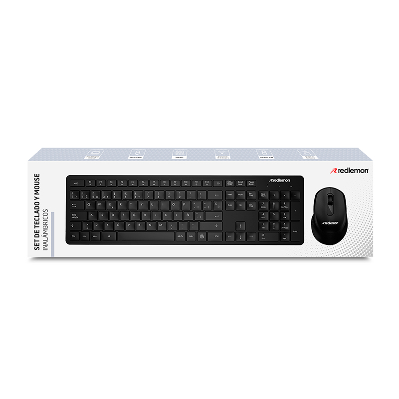 Teclado y Mouse Inalambricos con Receptor USB Redlemon
