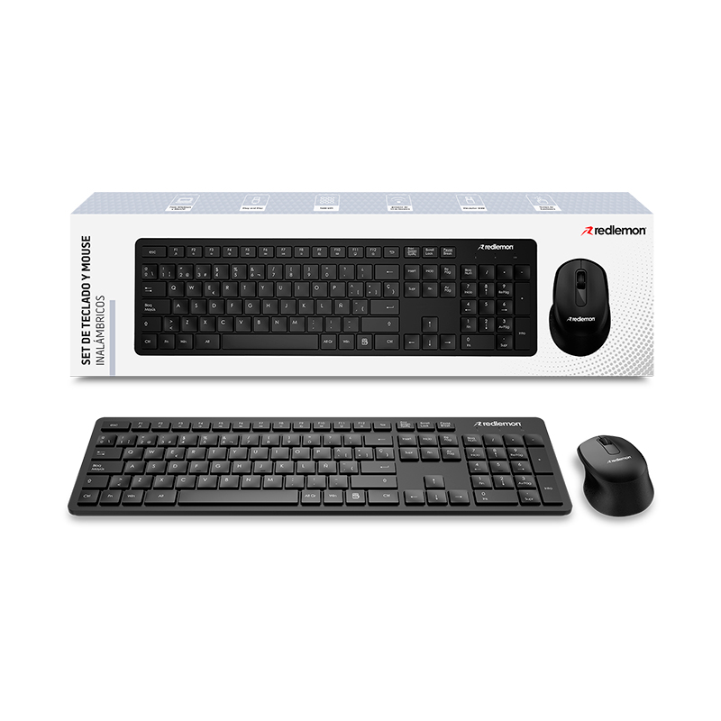 Teclado y Mouse Inalambricos con Receptor USB Redlemon