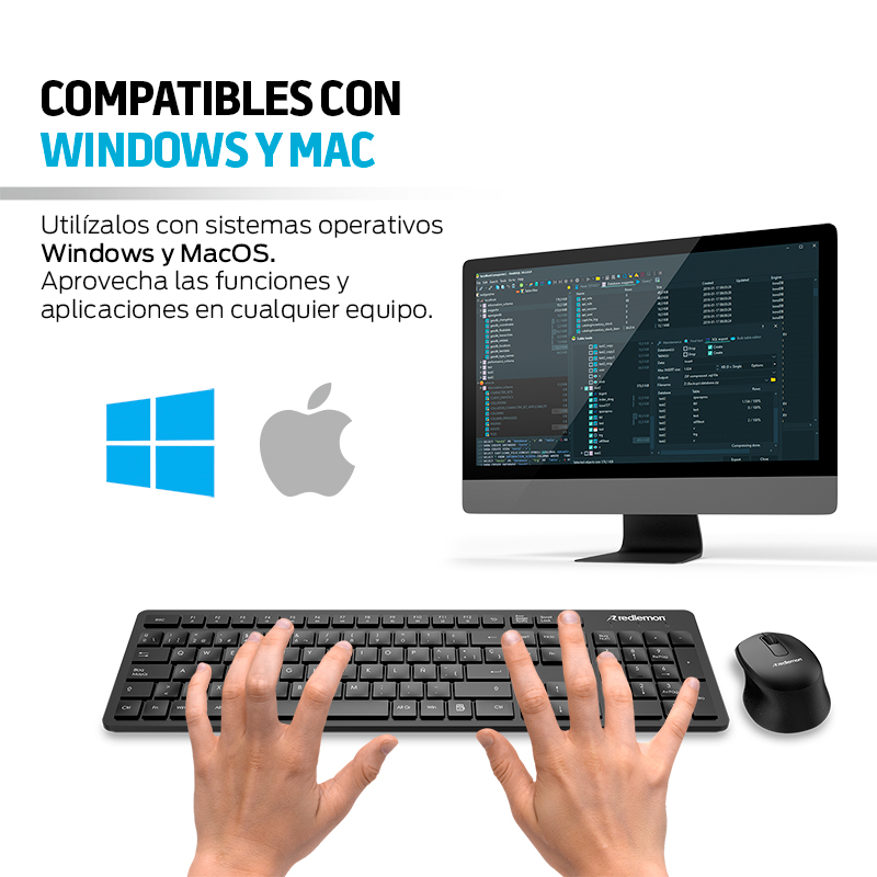Teclado y Mouse Inalambricos con Receptor USB Redlemon