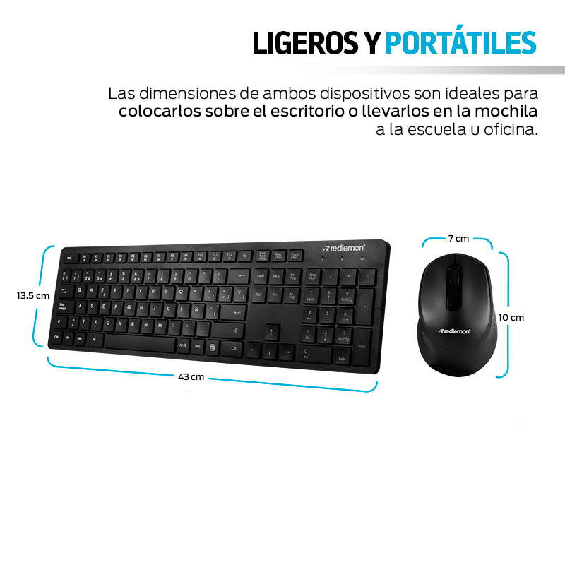 Teclado y Mouse Inalambricos con Receptor USB Redlemon