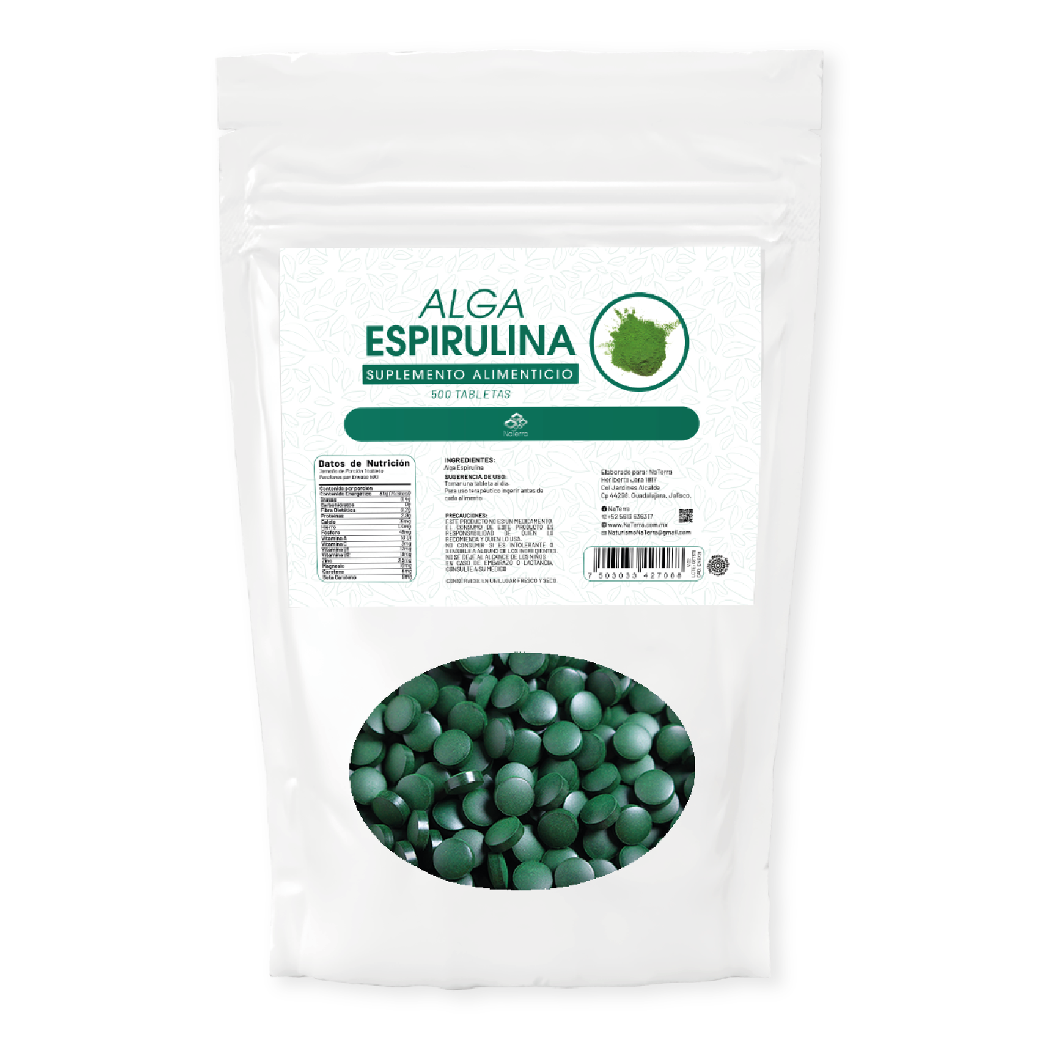 Alga Espirulina NaTerra 500 Tabletas