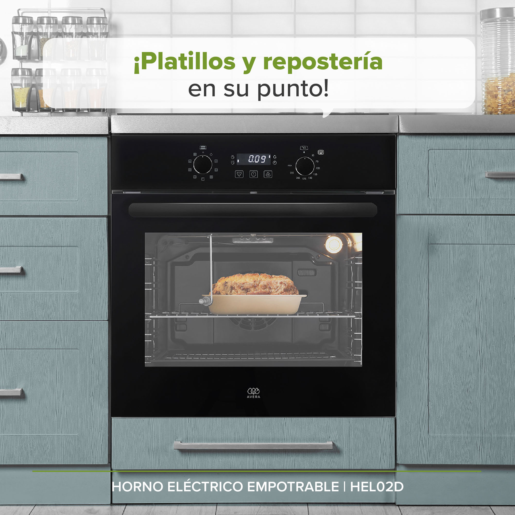 Horno Eléctrico 67 L Empotrable Panel Digital Avera HEL02D