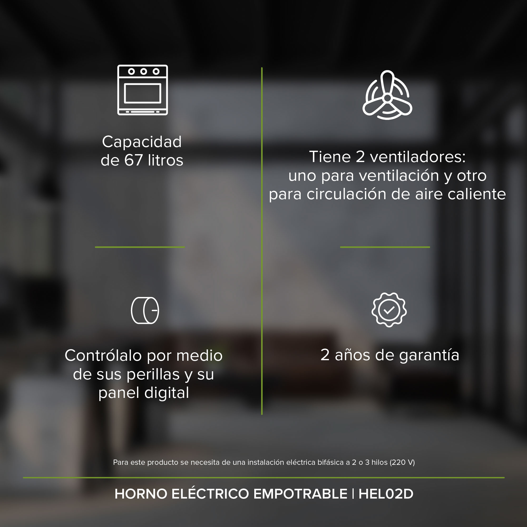 Horno Eléctrico 67 L Empotrable Panel Digital Avera HEL02D