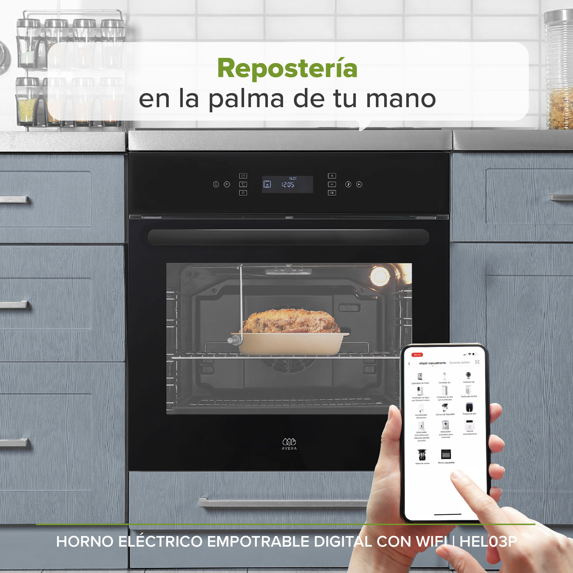 Horno Eléctrico 67 L Empotrable Digital WiFi Avera HEL03P