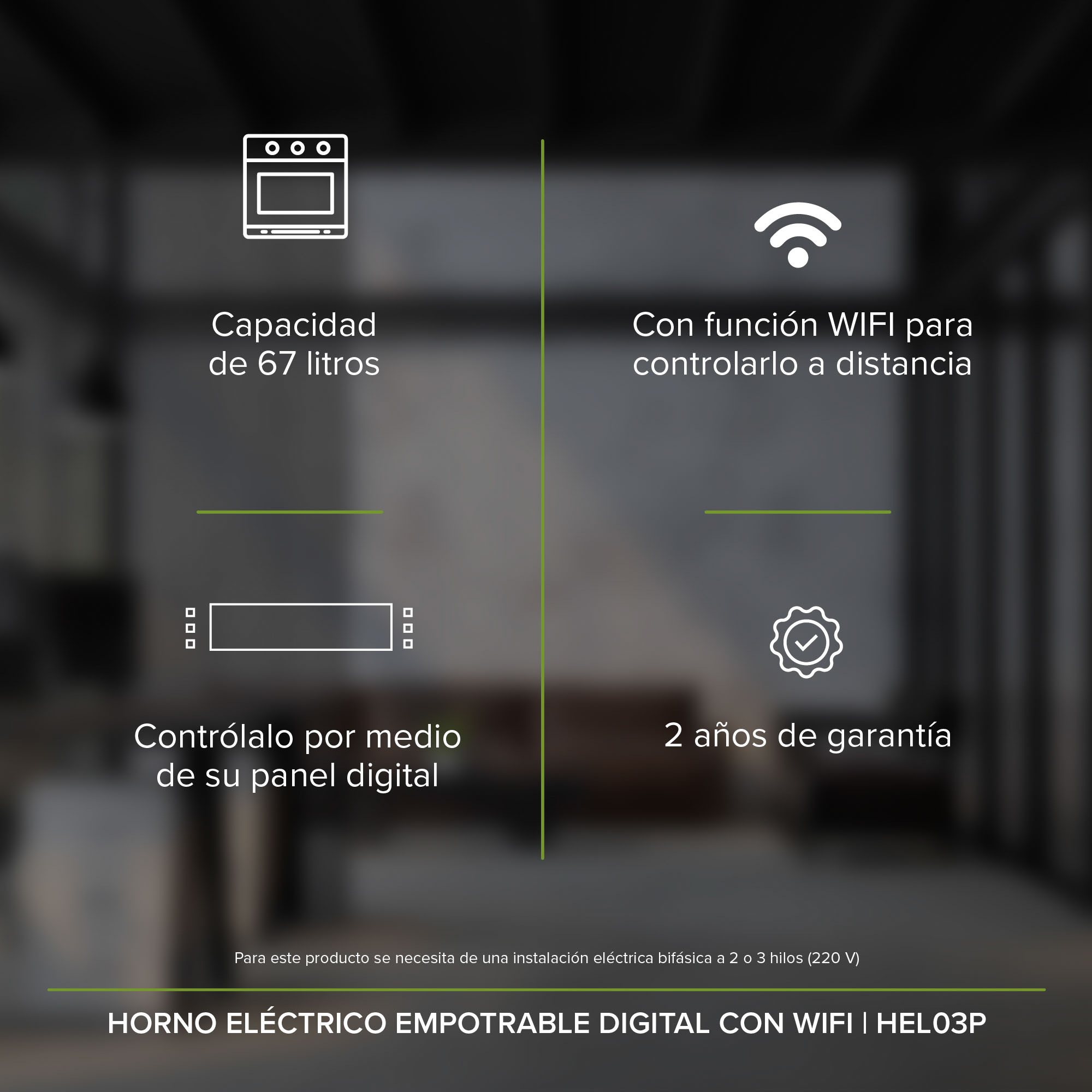 Horno Eléctrico 67 L Empotrable Digital WiFi Avera HEL03P
