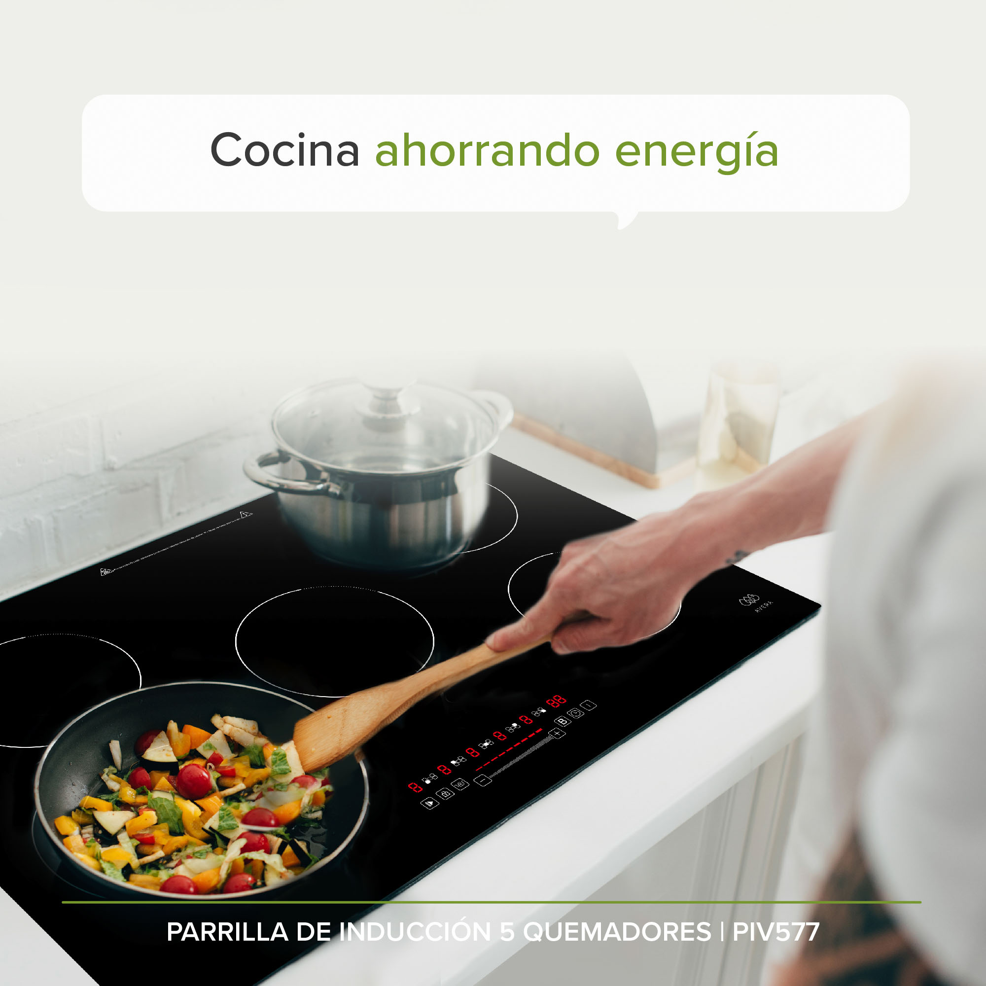 Parrilla Inducción 5 Zonas 76 CM Vidrio Tem Avera PIV577